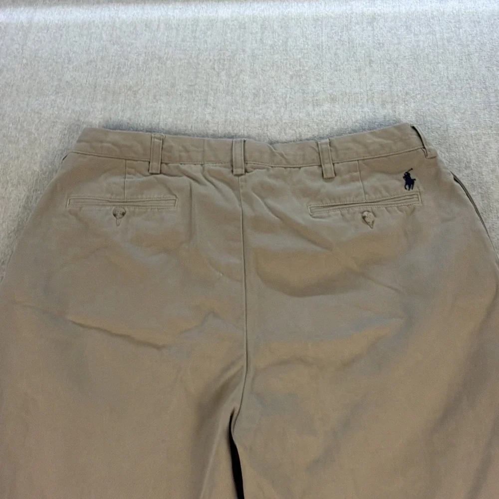 Polo‎ Ralph Lauren Men 35x30 Khaki Pleated Chino Trousers Preppy Casual